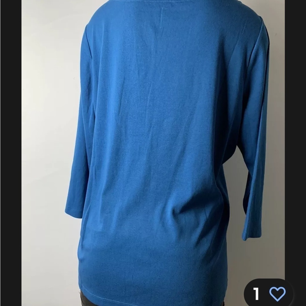 Chico's Women 3/4 Sleeve Boat Neck 100% Cotton Blue Size 3. NWT - Picture 5 of 12